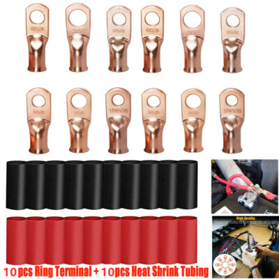 PureVolt Gold Plated Spade Terminal - 1/4 In Screw - 8 AWG - Red - 2