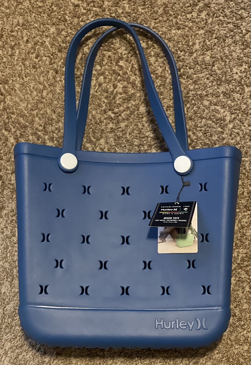 Hurley Blue Rubber Silicone Light Weight Waterproof Shoulder Beach Bag Tote  NEW