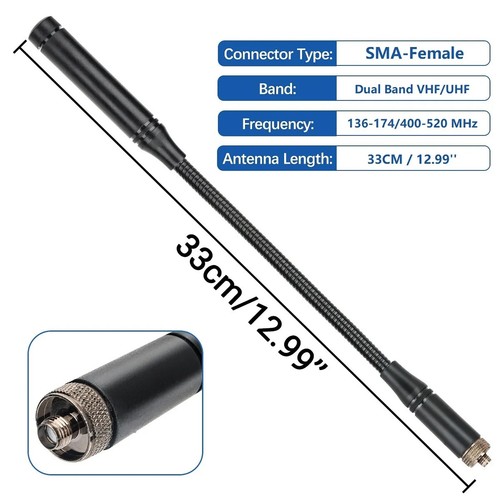 New VHF UHF Two Way SMA-Female Gooseneck Tactical Antenna For BaoFeng UV-5R - Zdjęcie 10 z 14
