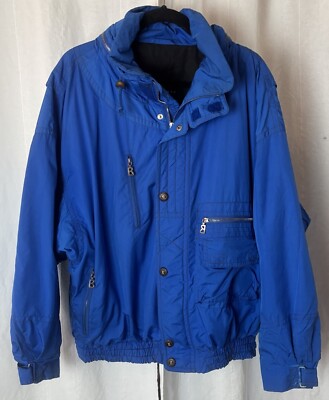 Vintage Bogner Ski Snowboard Jacket Parka Royal Blue Men s XL Made In USA W/Hood