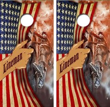 KT Cornhole Wraps Lineman Electrician Flag laminated Cornhole Vinyl Wraps / Stic