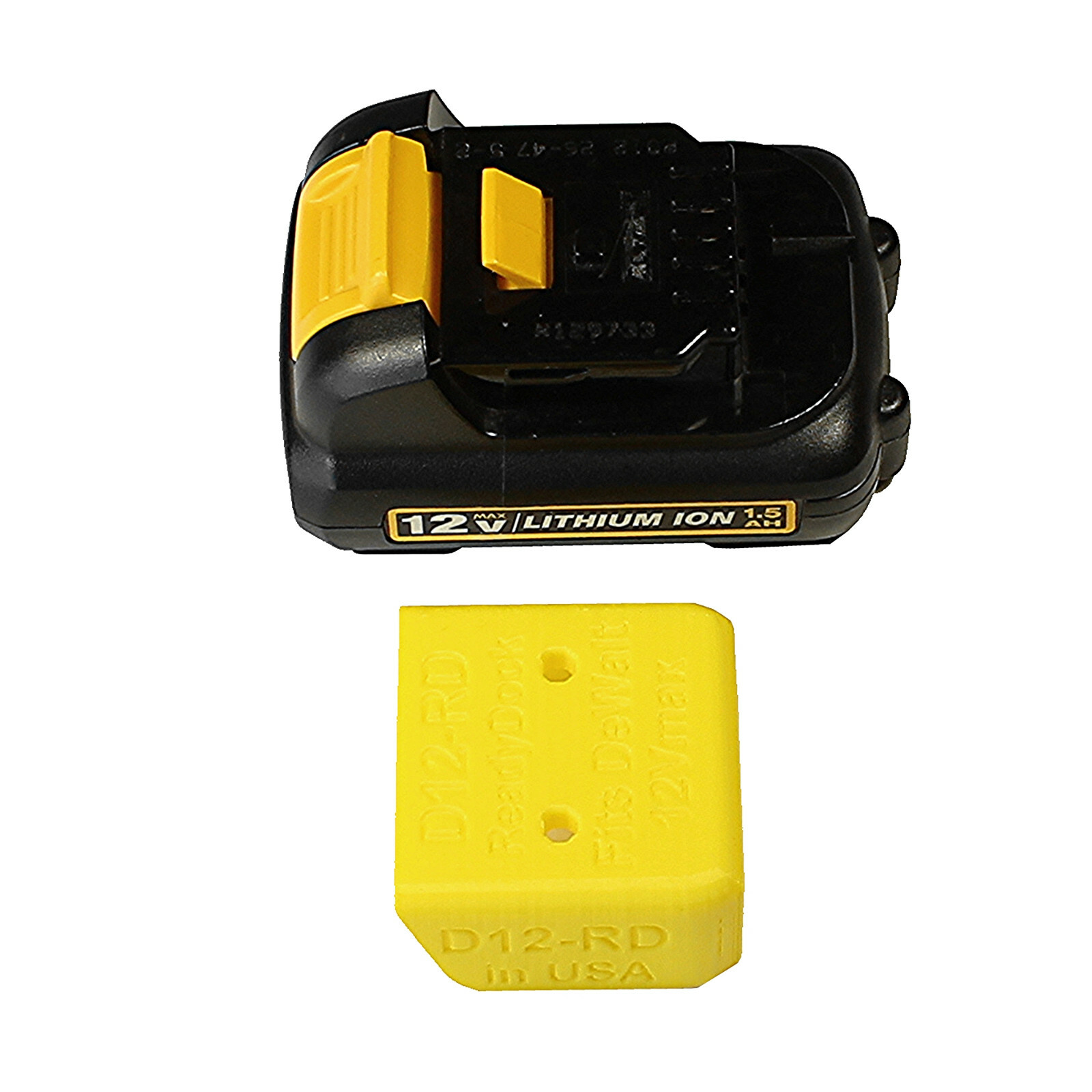 D12 Ready Dock for DEWALT 12V Battery to Store Organize USA Made PN