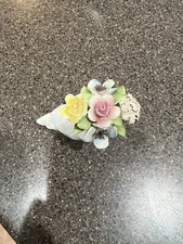 Royal Doulton England Shell with Flowers Fine China Vintage Harrods