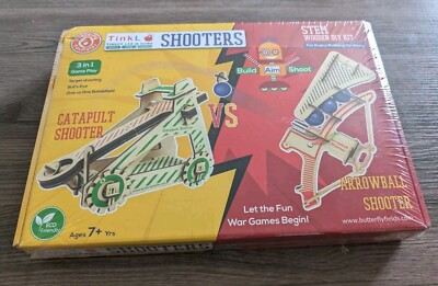 Wooden Catapult DIY Kit STEM Toys for Kids - 2 in1 Catapult Butterfly EduFields