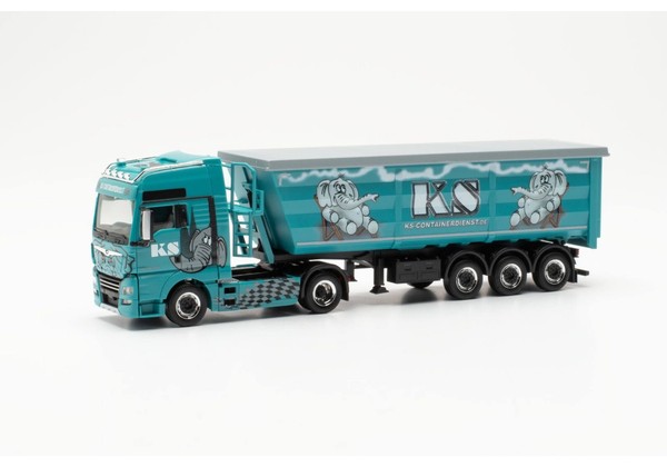 Herpa 316538 Man Tgx Xxl Euro 6C Stahlrundmulden-Sattelzug Ks Containerdienst-image