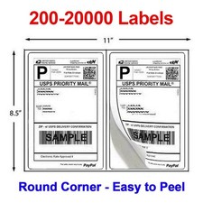 200-20000 8.5"x5.5" Round Corner Shipping Labels Half Sheet Self Adhesive Labels