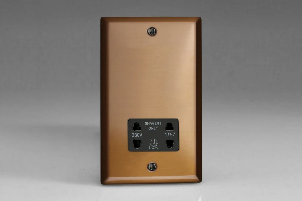 Shaver Socket Bronze Urban Brushed + Black Insert Varilight XYSSB.BZ