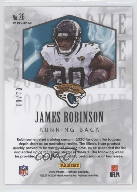 2020 Panini Honors 2004 Honors Rookies /70 James Robinson #26 RC - Image 2 of 2