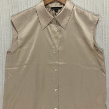 Banana Republic Womens Champagne Satin Sleeveless Button Down Blouse Medium M