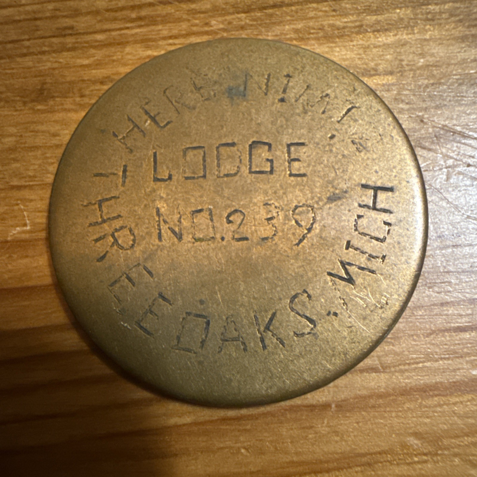 Early 1900’s Free Masons Coin: Membership Token Grand Lodge Of Michigan #239 Ldg