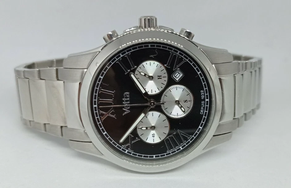 OROLOGIO UOMO VETTA CRONOGRAFO VERNIER CASSA 40mm CHRONO, DATA,BRACCIALE ACCIAIO - Immagine 2 di 4