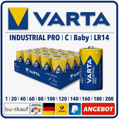 VARTA Alkaline Batterien Industrial Pro 1,5V C Baby LR14 1-200 Stück