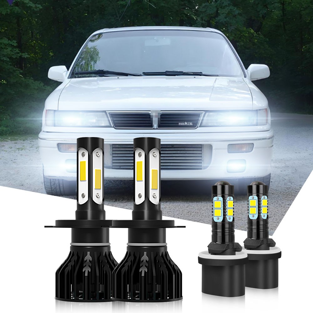 For Mitsubishi Galant 1999-2003 White LED Headlight High/Low + Fog Light Bulbs