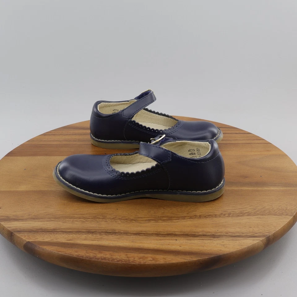 Girls NWB Footmates Leather Mary Jane Shoes Flats Heather Navy Ankle Strps 10.5M - Image 3 of 4