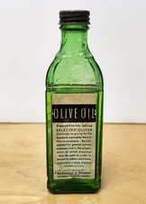 Vintage 1930's McKesson Robbins Emerald Green Glass Olive Oil Bottle Apothecary