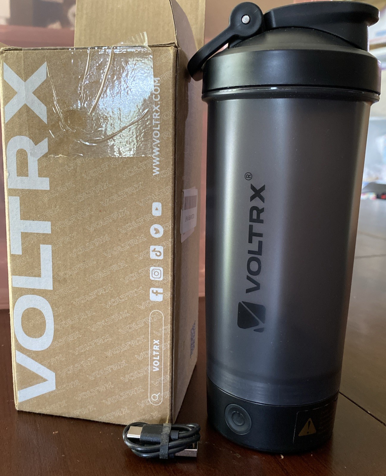 VOLTRX Protein Shaker Bottle,USB C Rechargeable Electric Protein Shake Mixer 