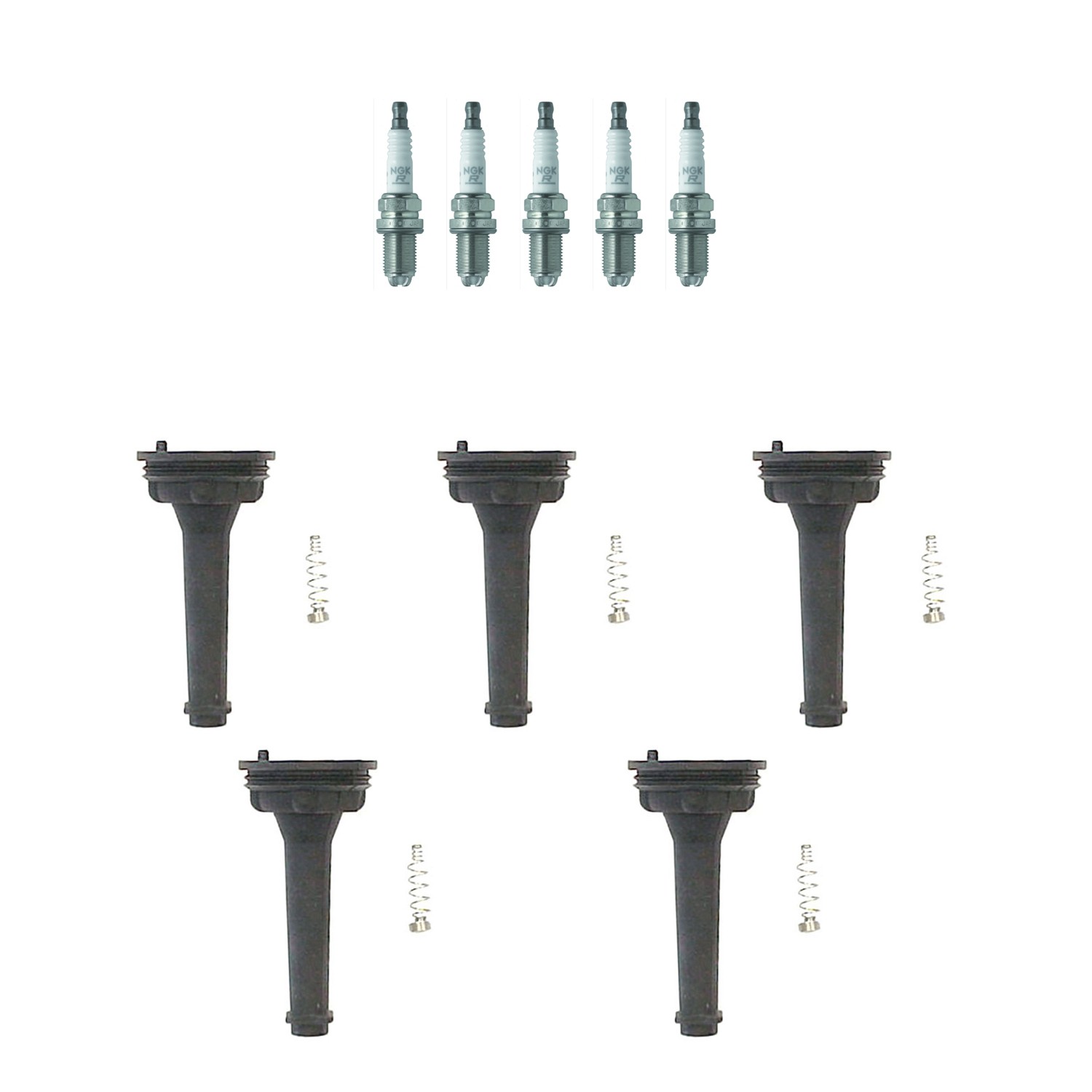 NGK 5 Laser Platinum Spark Plugs  Denso Coil Boots Kit for Volvo S60 S70 V70