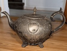 Antique James Dixon & Sons Silver Teapot Ornate Engraved Sheffield #2773