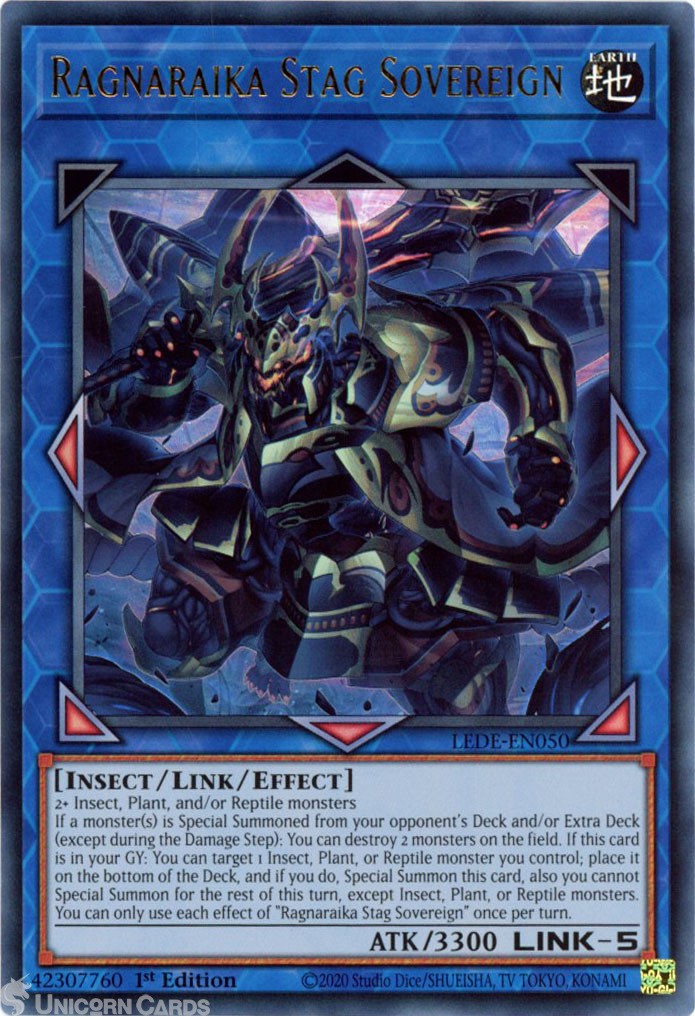 LEDE-EN050 Ragnaraika Stag Sovereign : Ultra Rare 1st Edition YuGiOh Card