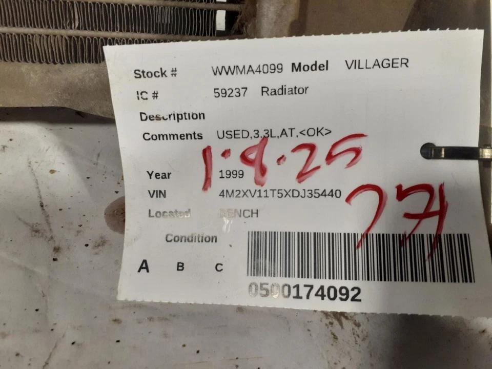 Radiator Fits 99-02 VILLAGER 577242 - Image 3 of 3