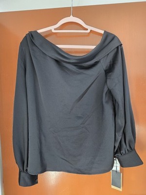 Bluse Damen Halogen Gr M Schwarz Langarm  Neu