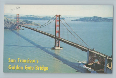 Aerial View of the Golden Gate Bridge Narrow Corridor Ships Vintage Postcard K5