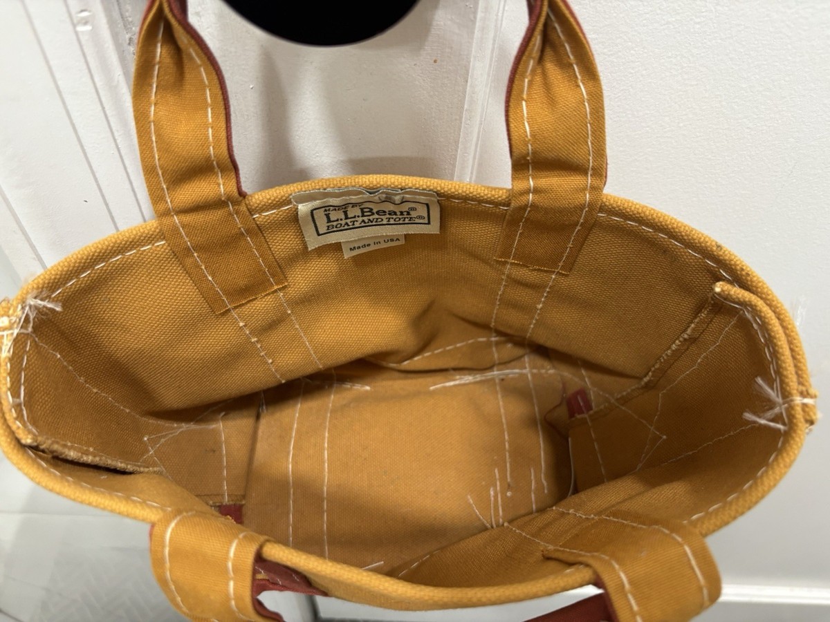 LL Bean Small Boat & Tote Brown Mustard Rust Vintage 80s 90s USA