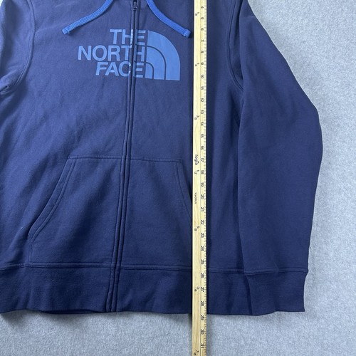 The North Face Blue Fleece Full Zip Hooded Logo Hoodie w/ Pockets Men's L - 第 2/9 張圖片