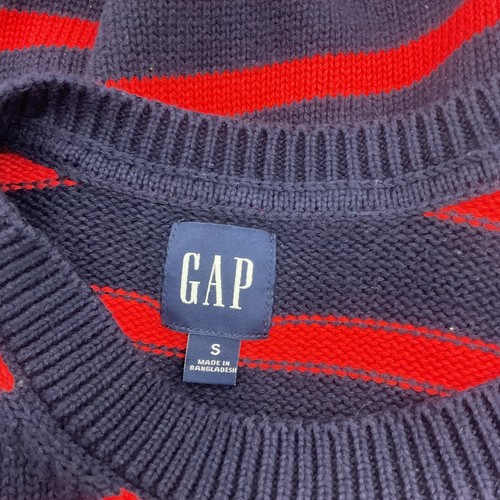 Gap Women's Cotton Pullover Sweater Blue/Red Striped S Preowned HAS A HOLE - Picture 4 of 6