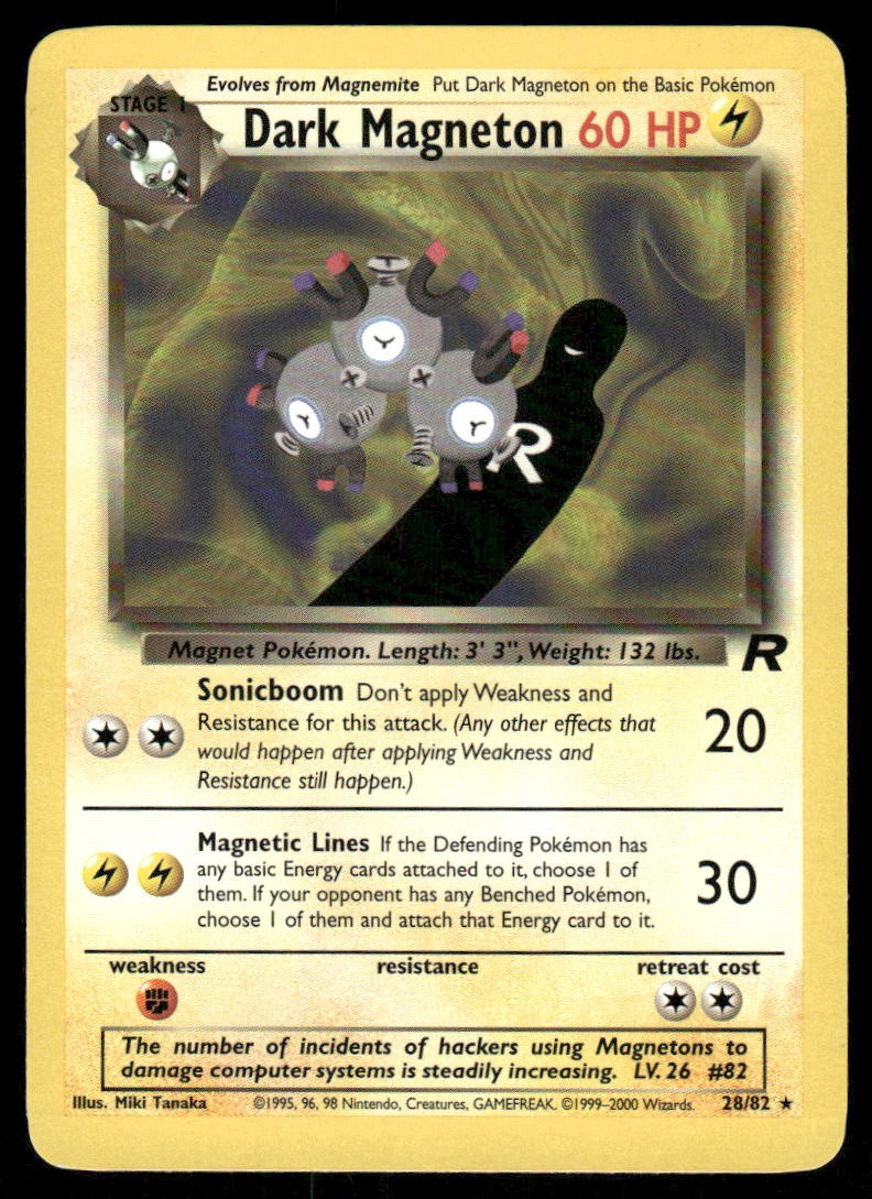 Pokemon Cards Dark Magneton 28/82 UNLIMITED Team Rocket WOTC Rare NM