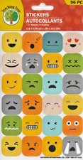  96 pc Smiley Faces Square Stickers 4 Sheets 1 inch Classroom Scrapbooking