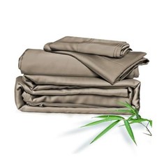 Home Sheets Bed Sheet Set, 100 Rayon derived from Bamboo, Twin Taupe