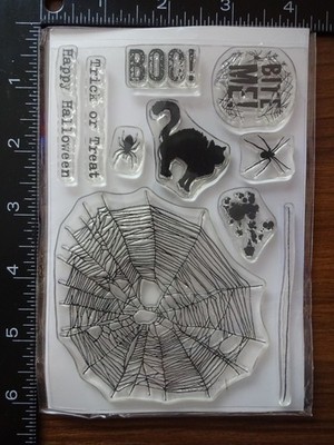 BITE ME Cat Spider Web Sayings Halloween Clear Photopolymer Stamps STAMPIN UP