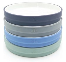 Elk and Friends 7.8" Porcelain White Plates for Kids with Silicone Sleeves