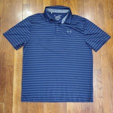 Under Armour Playoff Polo Shirt Mens Large Striped HeatGear Golf Performance