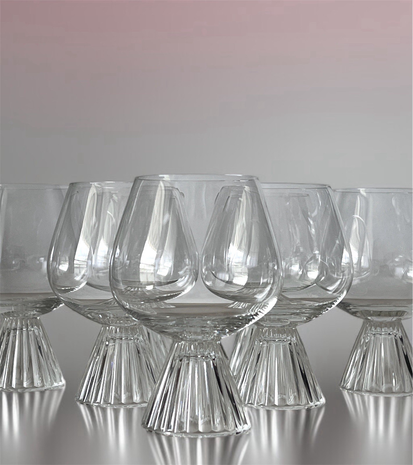 7 vasos de coñac Schott Zwiesel basculante de coñac diseño "Naab" H. Löffelhardt años 60