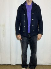 Replay Wintermantel Winterjacke Mantel Jacke Wollmantel Blau Gr XL