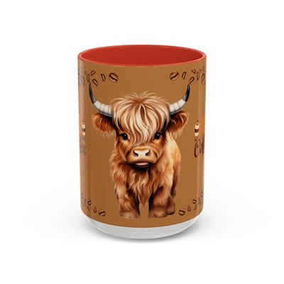 Highland Cow Coffee Mug  But First Coffee Highland Cow Accent Mug
