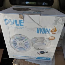 2) Pyle PLMRX68LEB 6.5 Inch 250 Watt Marine Boat LED Light Black Speakers (Pair)