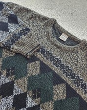 Vintage Windridge Knit Crewneck Sweater Grandpa Men's XL 90's Geometric pattern