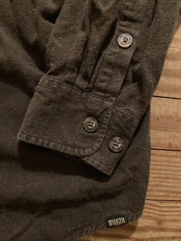 Duluth Men's Small Slim Fit Brown Flannel Long Sleeve Button Down Shirt - Image 2 of 4