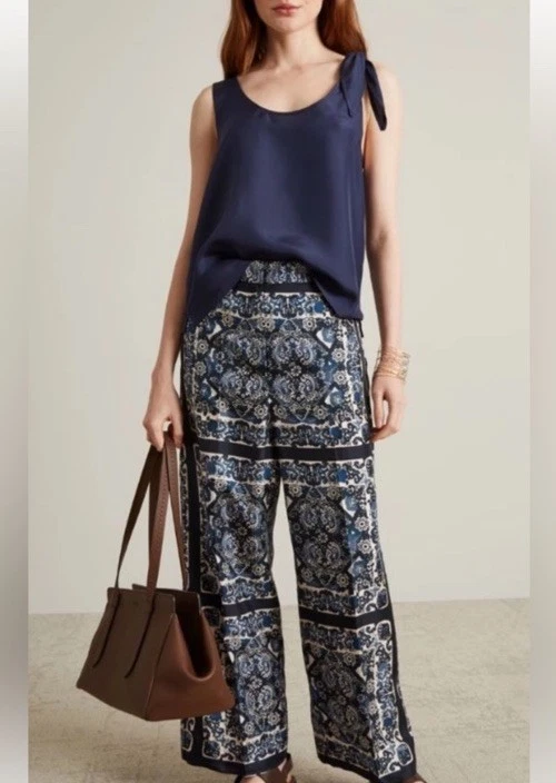 Conjunto de 2 camisetas y pantalones S Max Mara corte etiqueta 100 % seda color: azul talla: mediana Foto 2 de 2