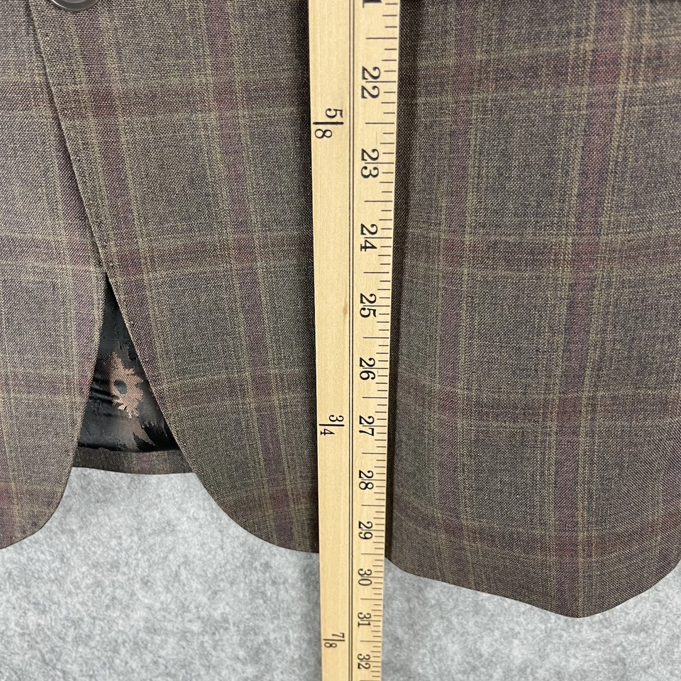 Traje de lavandería inglés de 2 piezas para hombre marrón ventana a cuadros Blazer 38R Pantalón 34x30 Foto 4 de 4