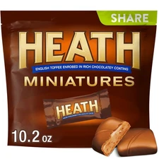 Heath Miniatures Chocolatey English Toffee Candy, Share pack 10.2 oz new