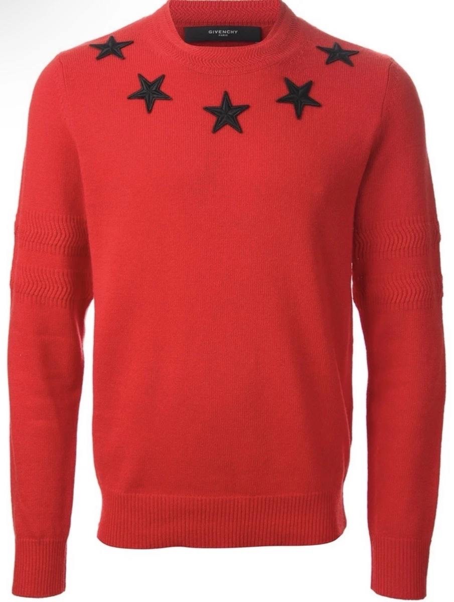 Givenchy Men's Sweater 100% Wool Stars Pullover Jumper Black Size