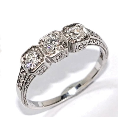 Ring Gold Artdeco Diamant Altschliff 0,81c Farbe 'H' 585/14K Gr.53/17mm 2,8g - Bild 1 von 4