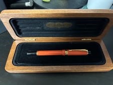 Parker Duofold Rollerball Pen Orange & Gold Trim in Cherry wood Box