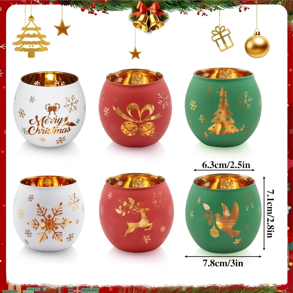 Weihnachts Windlicht Gravur 6er Set Teelichtgläser Schneeflocke - Bild 2 von 4