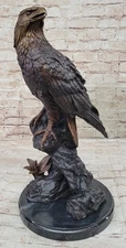 Bronze Eagle Landing on a Rock Art Deco Hot Cast Sculpture Figurine Figure Gift