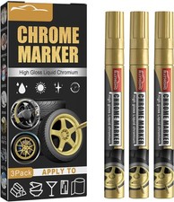 Mirror Chrome Marker, 3Pcs Liquid Paint Pen, 1 Count Pack of 3 , Gold